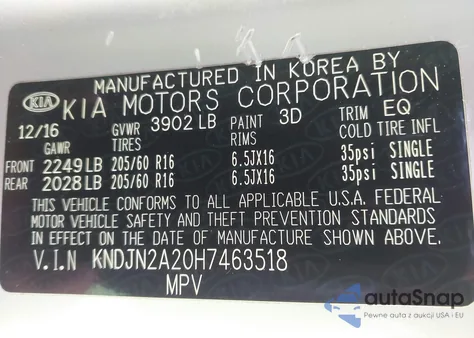 2017 Kia Soul ! из США, поврежденный, VIN KNDJN2A20H7463518